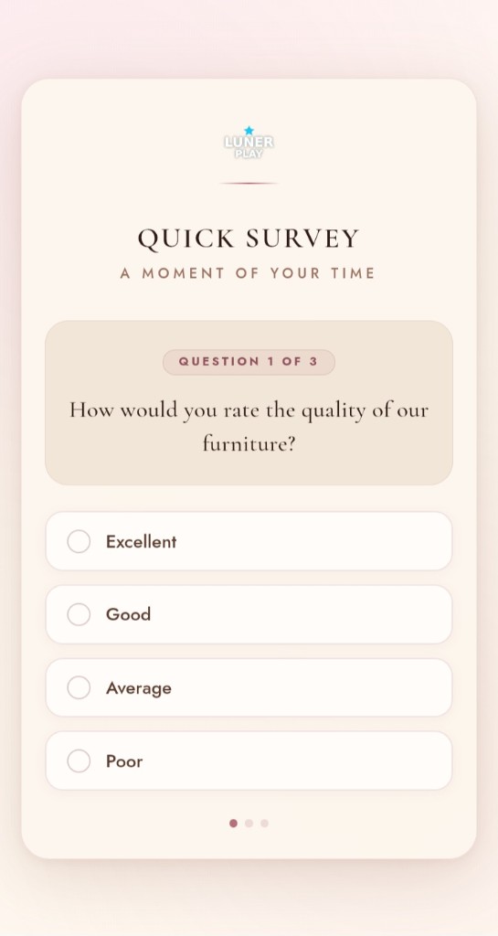 LUNER Quick Survey screen